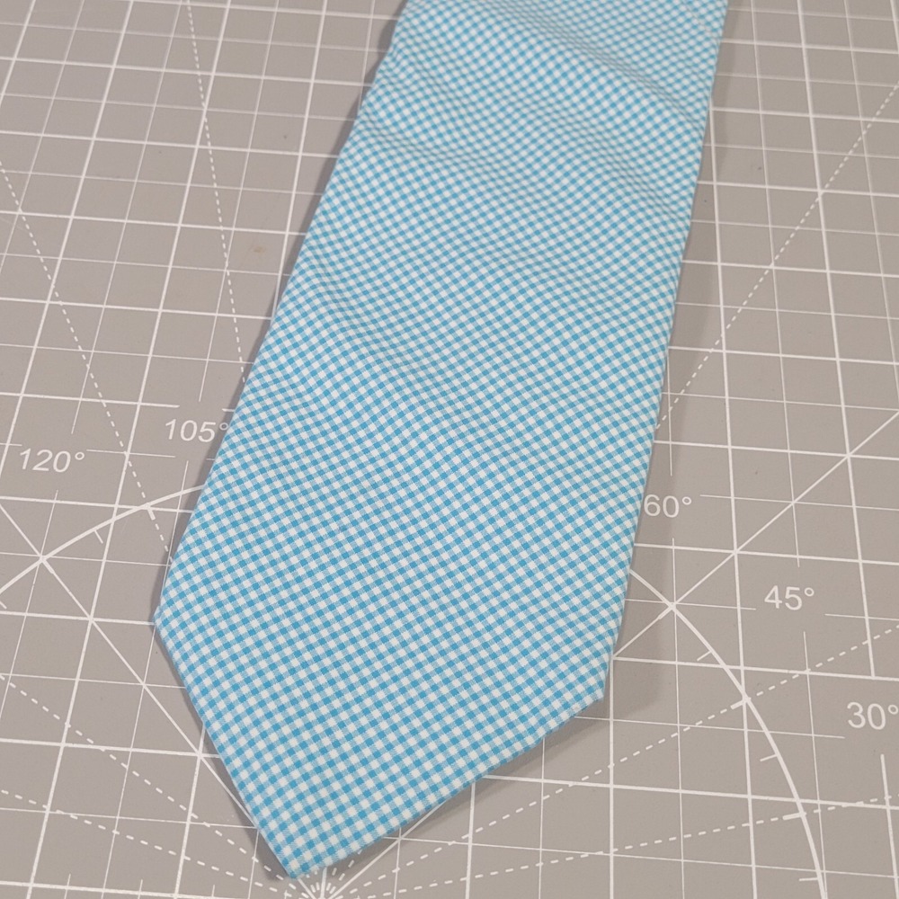 Brooks Brothers Light Blue and White Gingham Silk Tie